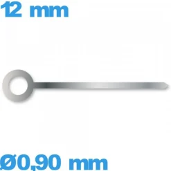 Aiguille à l'unité pour mouvement montre argenté diamètre : 0,90 mm  taille : 12 mm cadran principal (minute)