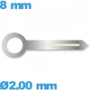 Aiguille argenté seule  Ø2,00 mm longueur : 8mm cadran principal (heure) pour mouvement  lumineuse nuit