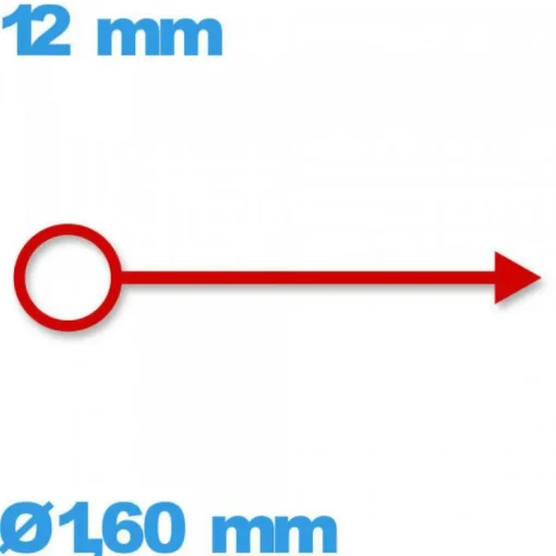 Aiguille cadran principal (heure)  diam : 1,00 mm   taille : 12 mm luminescente mouvement  - rouge