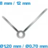 Aiguille Centrale de Montre Argenté par paire (Ø1,20 mm / Ø0,70 mm)