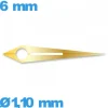 Aiguille  diam : 1,10 mm  long : 6mm  luminescente des heures doré mouvement montre