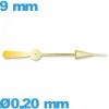 Aiguille  diamètre : 0,20 mm long : 9 mm  lumineuse cadran central des secondes doré de mouvement  seule