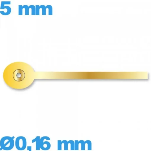 Aiguille  diamètre : 0,16 mm  taille : 5 mm sous-cadran doré   à l'unité
