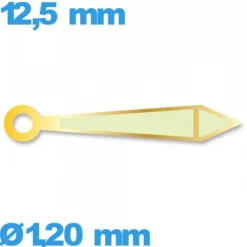 Aiguille  diamètre : 1,20mm  taille : 12.5 mm phosphorescente cadran principal (minute) doré pour mouvement de montre