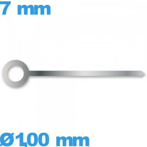 Aiguille  diamètre : 1,00mm  taille : 7 mm (heure) argenté  de montre