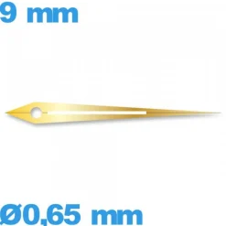 Aiguille doré à l'unité diamètre : 0,65 mm  taille : 9 mm cadran principal (minute)   phosphorescente