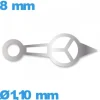 Aiguille Horotec argenté  diamètre : 1,10mm  des heures mouvement  luminescente
