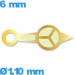 Aiguille luminescente des heures cadran principal de marque Horotec doré mouvement de montre    Ø1,10 mm longueur : 6mm