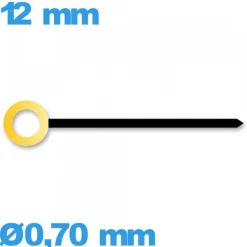 Aiguille Mouvement Montre à l'unité Noir et Doré 0,70mm Longueur 12mm