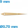 Aiguille or rose seule diam : 0,70 mm  long : 9 mm  cadran principal (minute) mouvement  luminescente