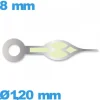 Aiguille phosphorescente (heure) argenté mouvement montre   diam : 1,20mm   taille : 8mm