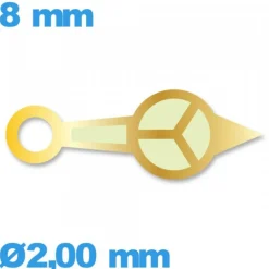 Aiguille phosphorescente des heures cadran central de marque Horotec doré de mouvement montre à l'unité  diamètre : 2,00mm longu