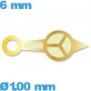 Aiguille phosphorescente (heure) Horotec doré  de montre à l'unité   Ø1,00 mm  taille : 6mm
