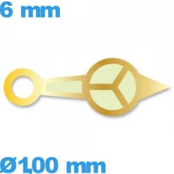 Aiguille phosphorescente (heure) Horotec doré  de montre à l'unité   Ø1,00 mm  taille : 6mm