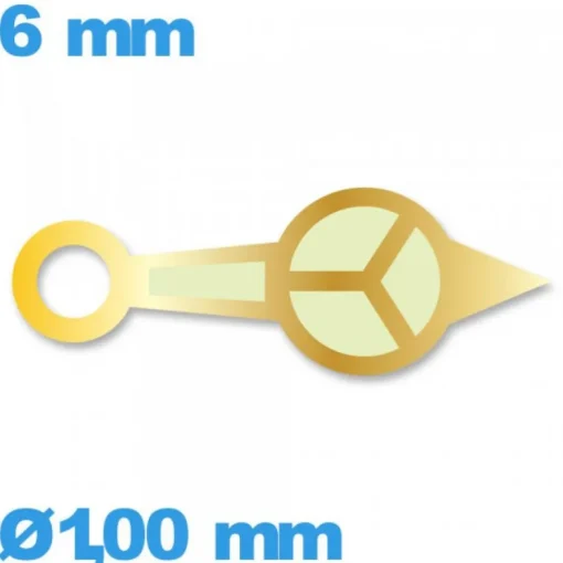 Aiguille phosphorescente (heure) Horotec doré  de montre à l'unité   Ø1,00 mm  taille : 6mm