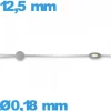 Aiguille seule  montre luminescente argenté  Ø0,18 mm longueur : 12,5mm de marque Horotec des secondes Suisse