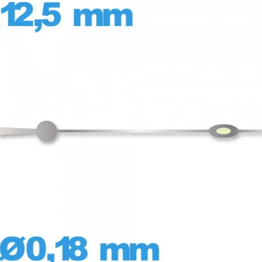 Aiguille seule  montre luminescente argenté  Ø0,18 mm longueur : 12,5mm de marque Horotec des secondes Suisse