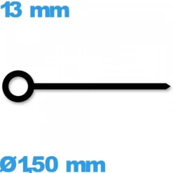 Aiguille seule mouvement de montre noir  Ø1,50 mm longueur : 13 mm cadran principal (heure)