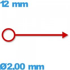 Aiguille seule mouvement de montre lumineuse rouge diamètre : 2,00mm longueur : 12mm cadran central (heure)