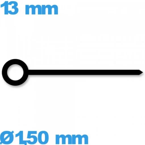 Aiguille seule mouvement de montre noir  Ø1,50 mm longueur : 13 mm cadran principal (heure)