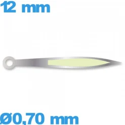Aiguille Suisse  Ø0,70 mm longueur : 12 mm lumineuse (minute) argenté pour mouvement
