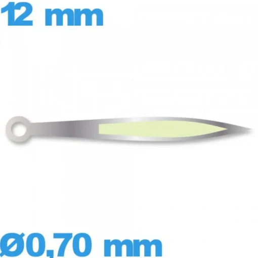 Aiguille Suisse  Ø0,70 mm longueur : 12 mm lumineuse (minute) argenté pour mouvement