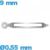 Aiguille Suisse diam : 0,55 mm  longueur : 9mm luminescente (minute) argenté  de montre seule de marque Horotec