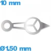 Aiguille Suisse diam : 1,50mm   taille : 10mm lumineuse nuit cadran central (heure) argenté pour mouvement  seule marque Horotec