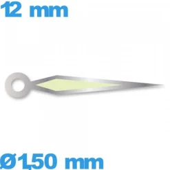 Aiguille Suisse diamètre : 1,50 mm longueur : 12 mm lumineuse (minute) argenté pour mouvement  à l'unité
