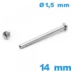 Barre Argenté 14mm pour montre à rivet tubulaire à visser de bracelet
