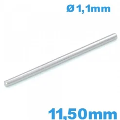 Barre argentée 11,50 mm droite  bracelet pour montre acier inoxydable