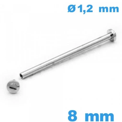 Barre pour Bracelet de Montre 8 mm - Argenté à Rivet Vis