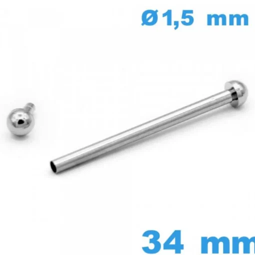 Barrette pour Montre à Rivet Pression 34 mm argenté diamètre 1,50 mm