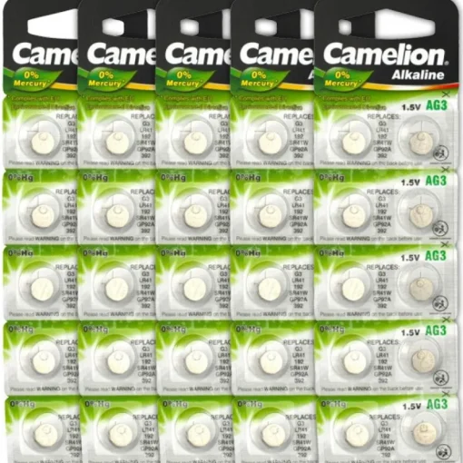 50 Batteries alcaline 1,5 V AG3 pour montre