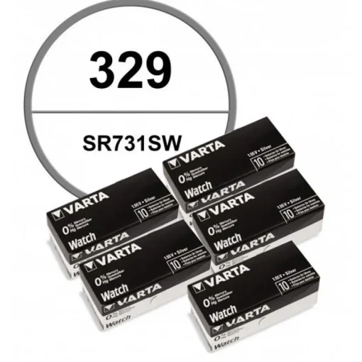 50 Batteries pour montre 329 1,55 V Varta alcaline