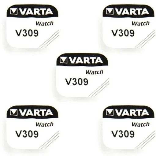 5 Batteries Varta 1,55 V alcaline 309 pour montre