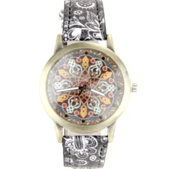 Femme Belle montre femme motif mandala retro bracelet cuir