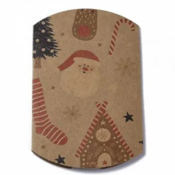 berlingot carton kraft marron pour les cadeaux de noël avec motifs fêtes de fin d'année