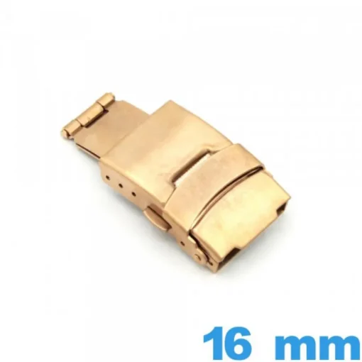 Boucle 16 mm Or rose Acier déployant avec bouton ouverture
