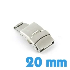 Boucle bracelet montre métal déployante argentée 20 mm