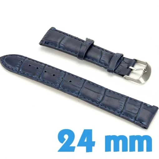 Bracelet 2.4 cm de montre Bleu profond Cuir Synthétique croco