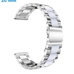 Bracelet 20 mm Acier inoxydable montre Argenté et Blanc Papillon