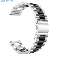 Bracelet 22 mm Acier inoxydable Argenté et Noir de montre