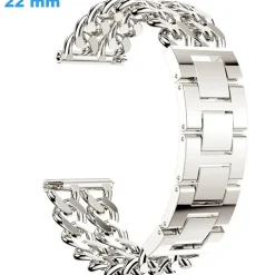 Bracelet 22 mm Acier inoxydable Argenté montre Clip