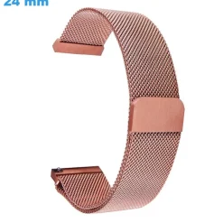 Bracelet 24 mm Acier Inoxydable fermoir Magnétique pour montre Doré rose