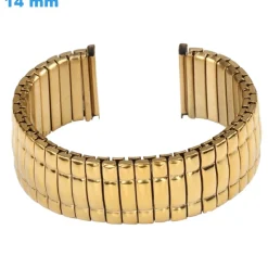 Bracelet 14 mm Acier inoxydable Doré de montre fermoir Sans