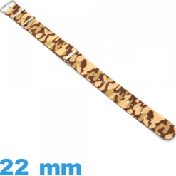 Bracelet 22 mm Camouflage Militaire de montre Marron N.A.T.O Nylon