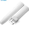 Bracelet 18 mm Caoutchouc Blanc de montre fermoir Ardillon