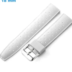 Bracelet 18 mm Caoutchouc Blanc de montre fermoir Ardillon