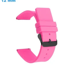 Bracelet 12 mm Caoutchouc fermoir Ardillon pour montre Rose